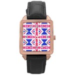 Union Jack Flag Rose Gold Leather Watch 