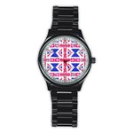 Union Jack Flag Stainless Steel Round Watch