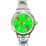 christmas poop emoji Round Italian Charm Watch