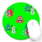 christmas poop emoji Round Mousepad