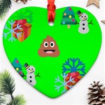 christmas poop emoji Ornament (Heart)