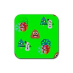 christmas poop emoji Rubber Coaster (Square)