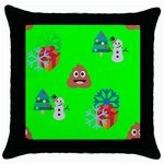 christmas poop emoji Throw Pillow Case (Black)