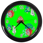 christmas poop emoji Wall Clock (Black)