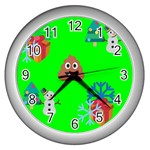 christmas poop emoji Wall Clock (Silver)