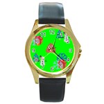 christmas poop emoji Round Gold Metal Watch