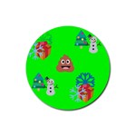 christmas poop emoji Rubber Coaster (Round)