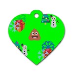 christmas poop emoji Dog Tag Heart (One Side)