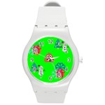 christmas poop emoji Round Plastic Sport Watch (M)