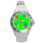 christmas poop emoji Round Plastic Sport Watch (L)