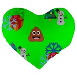 christmas poop emoji Large 19  Premium Heart Shape Cushion