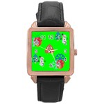 christmas poop emoji Rose Gold Leather Watch 