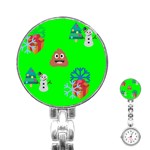 christmas poop emoji Stainless Steel Nurses Watch