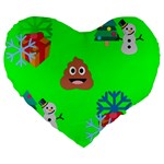 christmas poop emoji Large 19  Premium Flano Heart Shape Cushion