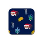 taco Emoji Christmas Rubber Square Coaster (4 pack)