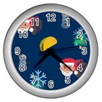 taco Emoji Christmas Wall Clock (Silver)