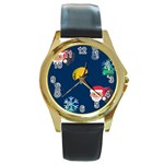 taco Emoji Christmas Round Gold Metal Watch