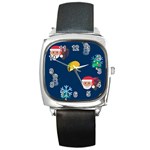 taco Emoji Christmas Square Metal Watch