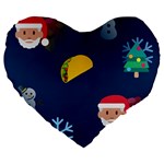 taco Emoji Christmas Large 19  Premium Heart Shape Cushion