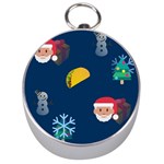 taco Emoji Christmas Silver Compass