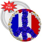 Peace sign paris france 3  Button (10 pack)