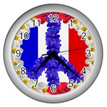 Peace sign paris france Wall Clock (Silver)