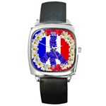 Peace sign paris france Square Metal Watch