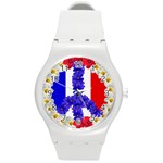 Peace sign paris france Round Plastic Sport Watch (M)