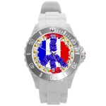 Peace sign paris france Round Plastic Sport Watch (L)