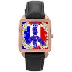 Peace sign paris france Rose Gold Leather Watch 