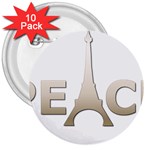 pray for Paris Peace 3  Button (10 pack)