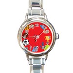 sports Emoji Round Italian Charm Watch