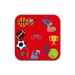 sports Emoji Rubber Coaster (Square)