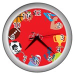 sports Emoji Wall Clock (Silver)