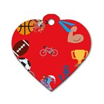 sports Emoji Dog Tag Heart (One Side)