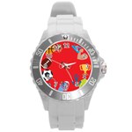 sports Emoji Round Plastic Sport Watch (L)