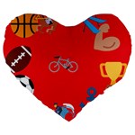 sports Emoji Large 19  Premium Heart Shape Cushion