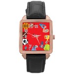 sports Emoji Rose Gold Leather Watch 