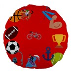 sports Emoji Large 18  Premium Flano Round Cushion 