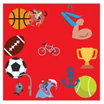 sports Emoji Large Satin Scarf (Square)