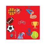 sports Emoji Small Satin Scarf (Square)