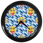 chanukkah hanukkah Emoji Wall Clock (Black)