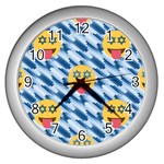 chanukkah hanukkah Emoji Wall Clock (Silver)