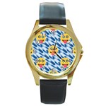 chanukkah hanukkah Emoji Round Gold Metal Watch