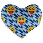 chanukkah hanukkah Emoji Large 19  Premium Heart Shape Cushion