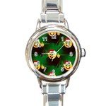 santa Emoji Christmas Round Italian Charm Watch