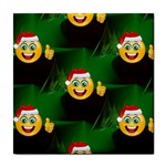 santa Emoji Christmas Tile Coaster