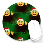 santa Emoji Christmas Round Mousepad