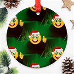 santa Emoji Christmas Ornament (Round)