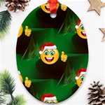 santa Emoji Christmas Ornament (Oval)